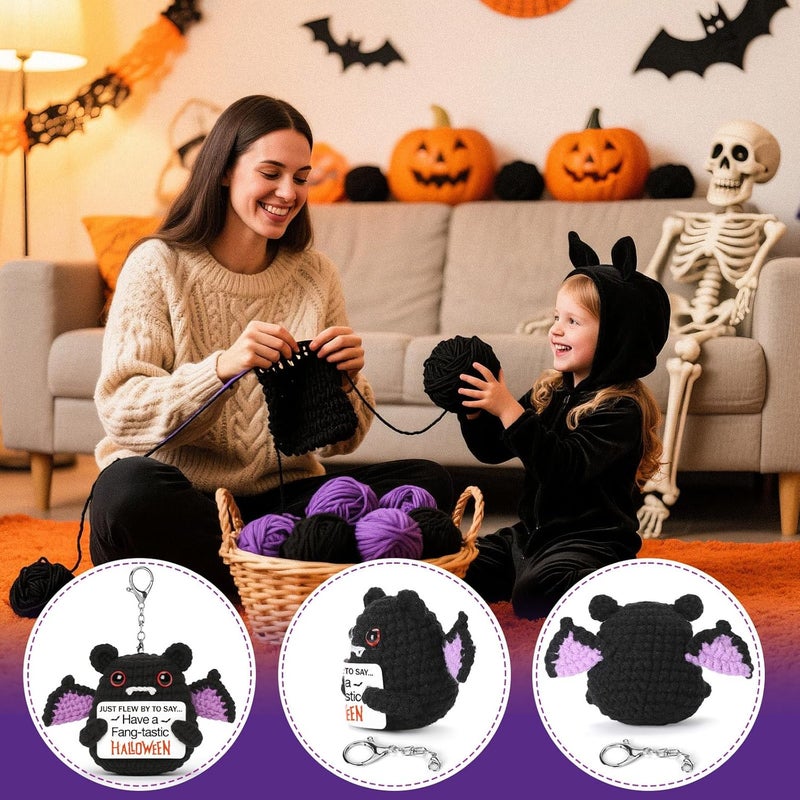 MBL Boo Basket Stuffers for Women - Halloween Bat Decoration Handmade Crochet Hanging Bats Plush Gift for Gothic Goth Spooky Vampire Witchy Home Decor Men Kids Teens Girls Stuffers - Image 2